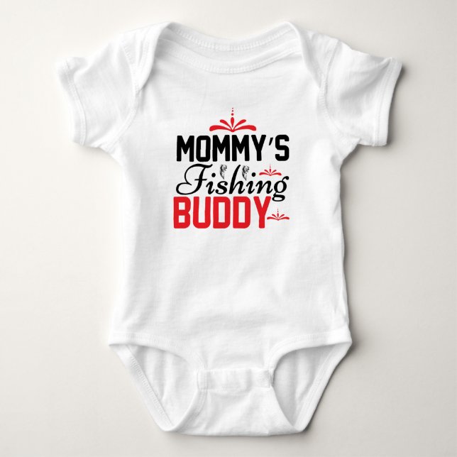 cool unisex Mommy's fishing buddy word art  Baby Bodysuit (Front)