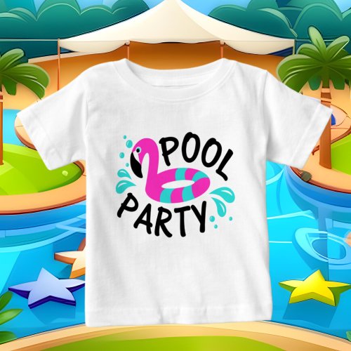 cool unisex pink flamingo pool party  baby T_Shirt