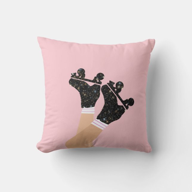 Cool Universe Roller Skates Derby Skater Pink  Throw Pillow (Front)
