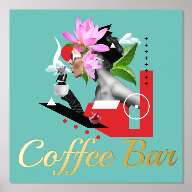 Cool Urban Coffee Bar Collage Foil Prints (Front)