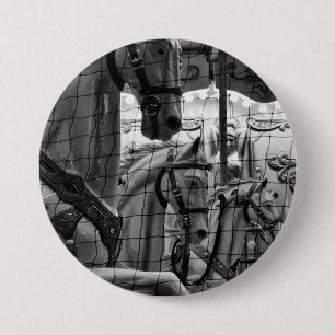 Cool, urban, modern photo of horses of carousel button