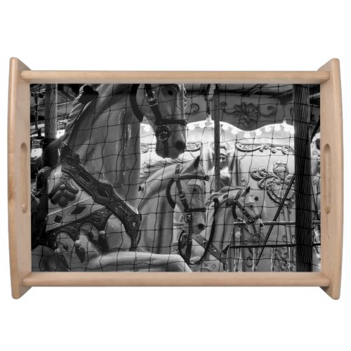 Cool urban modern photo of horses of carousel serving tray