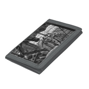 Cool, urban, modern photo of horses of carousel tri-fold wallet