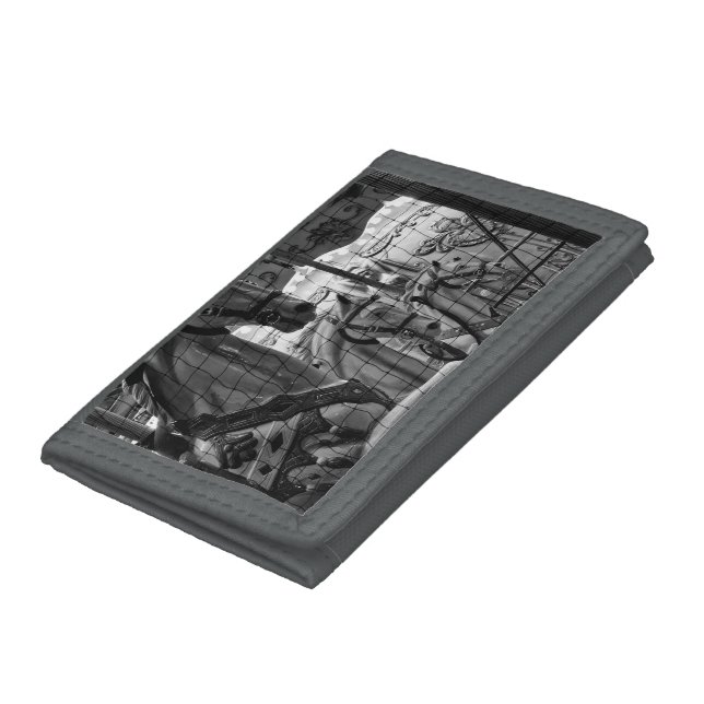 Cool, urban, modern photo of horses of carousel trifold wallet (Bottom)