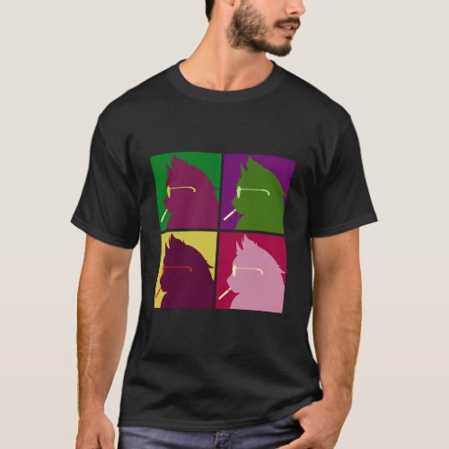 Cool Urban Pop Art Retro Style Smooth Smoking Cat T_Shirt