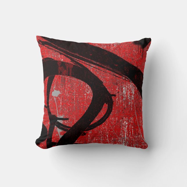 Cool Urban Red Graffiti Throw Pillow (Front)