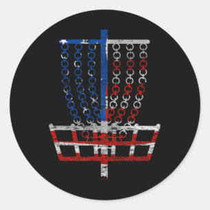 Cool Us Flag Disc Golf Basket - Fourth Of July Dis Classic Round Sticker