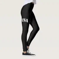 Cool USA Design White Lettering On Black Leggings