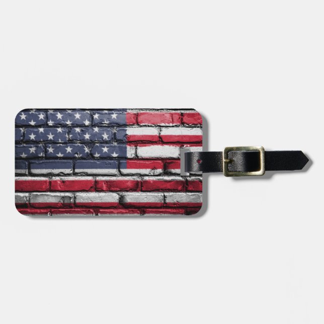 Cool USA Flag Design Luggage Tag (Front Horizontal)