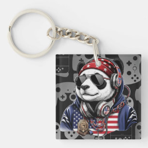 Cool USA Panda – Patriotic Red, White & Blue Panda Keychain