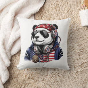 Cool USA Panda – Patriotic Red, White & Blue Panda Throw Pillow