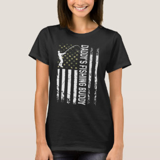 Cool Usa Patriotic Daddy's Fishing Buddy Young Fis T-Shirt