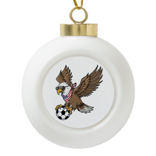 Cool USA Soccer Eagle Sunglasses Vintage Patriotic Ceramic Ball Christmas Ornament