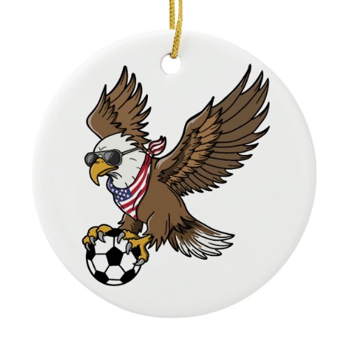 Cool USA Soccer Eagle Sunglasses Vintage Patriotic Ceramic Ornament