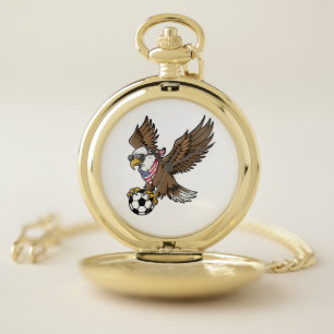 Cool USA Soccer Eagle Sunglasses Vintage Patriotic Pocket Watch
