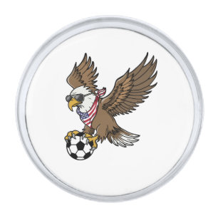 Cool USA Soccer Eagle Sunglasses Vintage Patriotic Silver Finish Lapel Pin