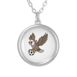 Cool USA Soccer Eagle Sunglasses Vintage Patriotic Silver Plated Necklace