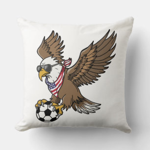 Cool USA Soccer Eagle Sunglasses Vintage Patriotic Throw Pillow