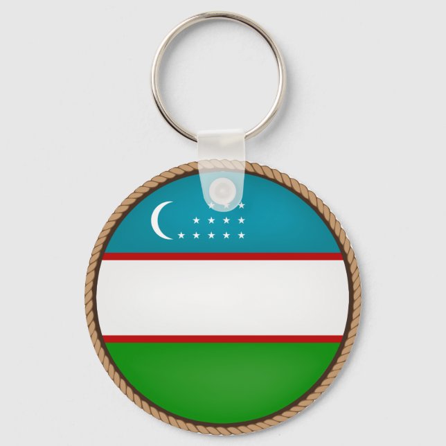 Cool Uzbekistan Flag Seal Keychain (Front)