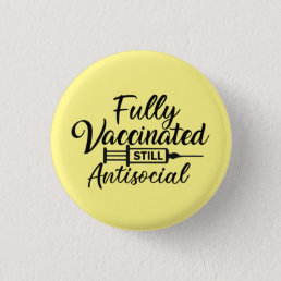 cool vaccinated word art  button
