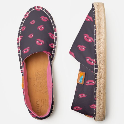 Cool Vampire Lips And Fangs Pattern Espadrilles