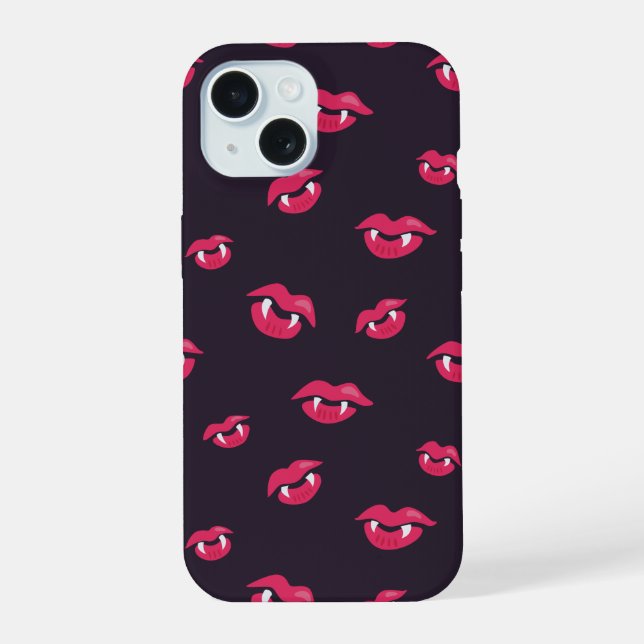 Cool Vampire Lips And Fangs Pattern Iphone Case (Back)