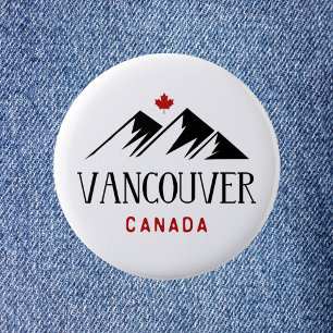 Cool Vancouver Canada Mountains Maple Leaf Button
