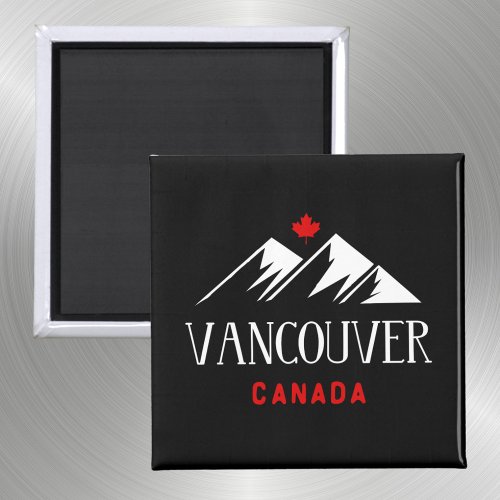 Cool Vancouver Canada Mountains Maple Leaf Dark Magnet