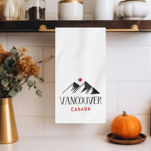 Cool Vancouver Canada Mountains Maple Leaf Kitchen Towel