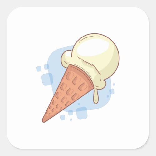 Cool Vanilla Ice Cream Design Square Sticker