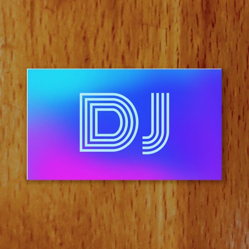Cool Vaporwave Bold Font Blue Purple Music DJ Business Card