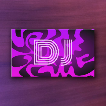 Cool Vaporwave Neon Font Lilac Purple Music Dj Business Card by TabbyGun at Zazzle