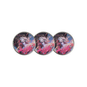 Cool Vaporwave Statue of David in Pink Golf Ball Marker