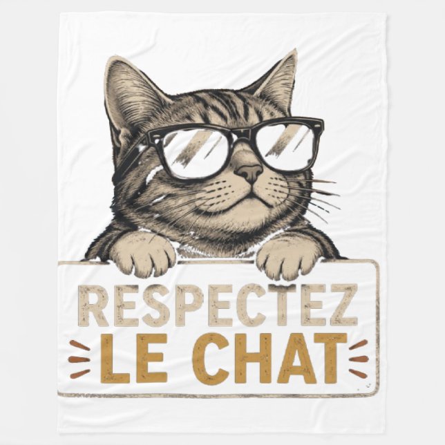 Cool Vector Cat with Sunglasses – fun Fleece Blanket (Front)