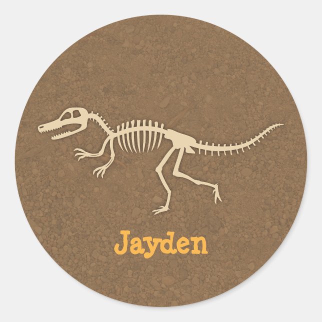 Cool Velociraptor Dinosaur Bones For Boys Classic Round Sticker (Front)