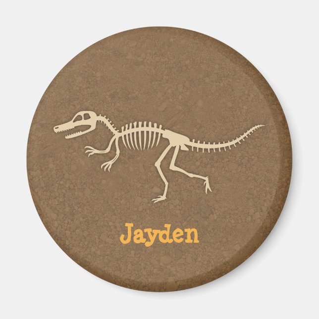 Cool Velociraptor Dinosaur Bones For Boys Magnet (Front)