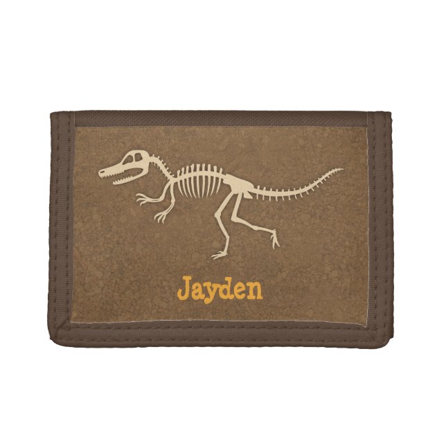 Cool Velociraptor Dinosaur Bones For Boys Trifold Wallet (Front)