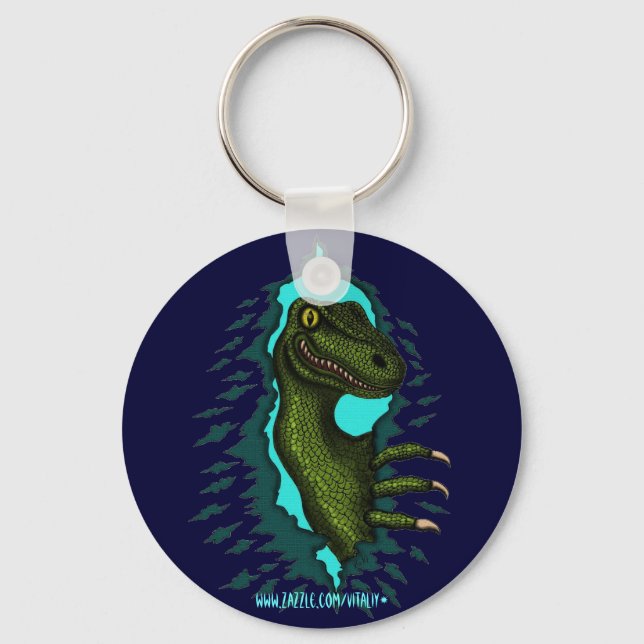 Cool velociraptor dinosaur keychain design (Front)
