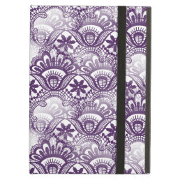 Cool Vibrant Distressed Purple Lace Damask Pattern iPad Air Cover