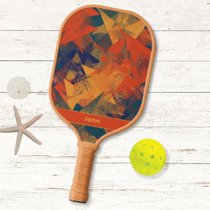 Cool Vibrant Geometric Abstract Monogram    Pickleball Paddle