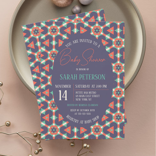 Cool Vibrant Mosaic Geometric Pattern Baby Shower