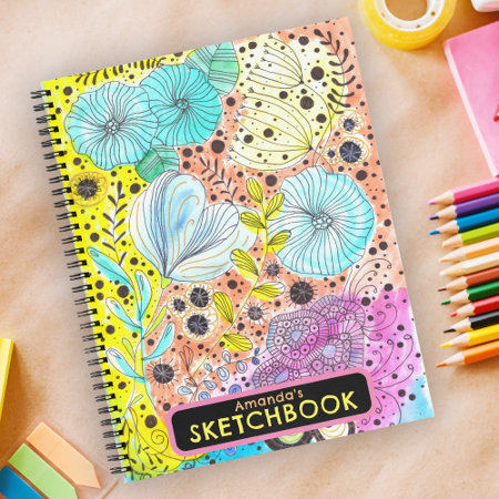 Cool Vibrant Whimsical Floral Hand-drawn Doodles
