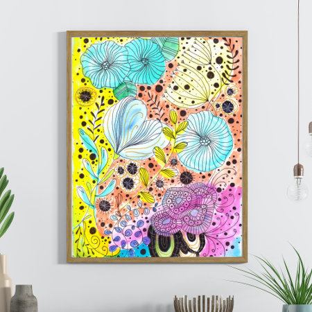 Cool Vibrant Whimsical Floral Hand-drawn Doodles