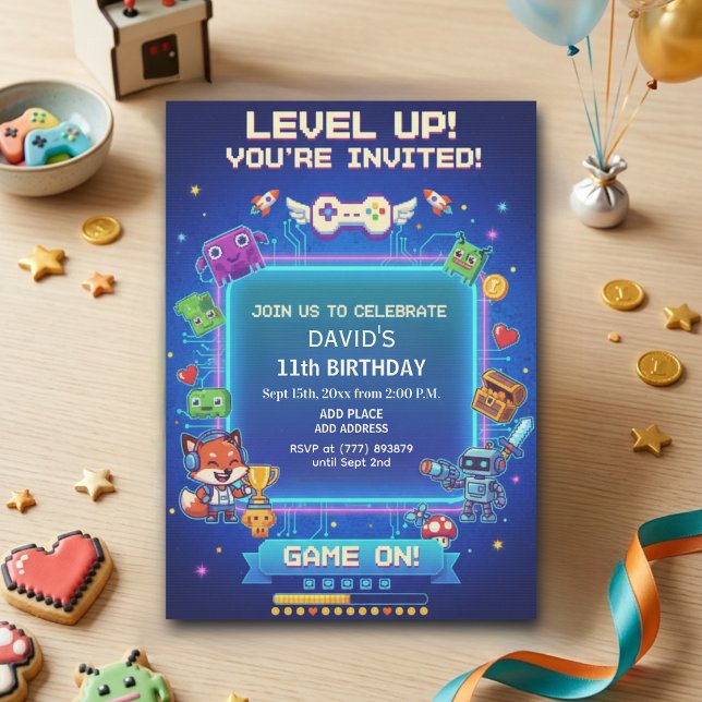 Cool Video Games 11th Birthday Party Invitation (Creator Uploaded)
