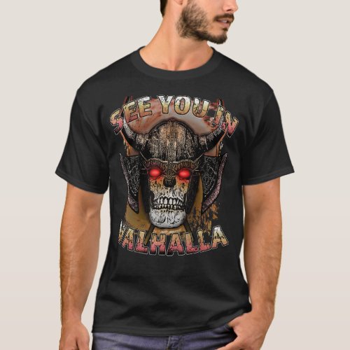 Cool Viking See You In Valhalla Norse  Nordic Scan T_Shirt