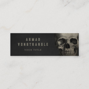 Cool Vinatge Skull Typographic Black Mini Business Card