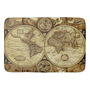 Cool Vintage and antique old world maps Bathroom Mat