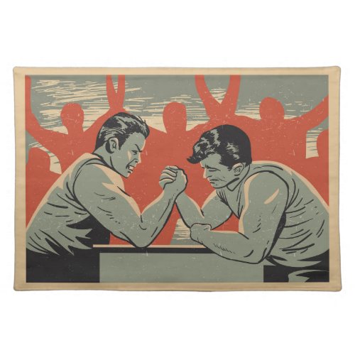 Cool Vintage Arm Wrestling Competition Cloth Placemat