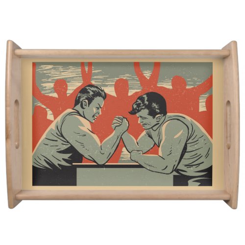 Cool Vintage Arm Wrestling Competition Serving Tray