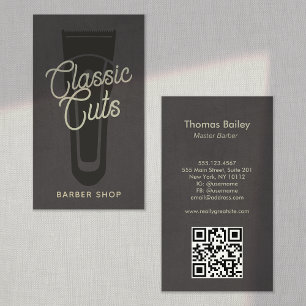 Cool Vintage Barber Shop QR Code Business Card